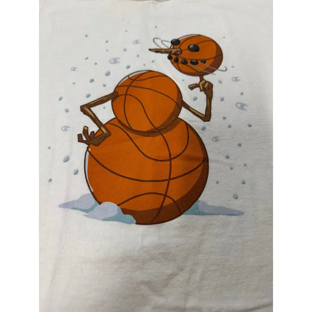 Vintage Champion Basketball Snowman Graphic Tee Men’s Large Y2K Shirt - Picture 3 of 4